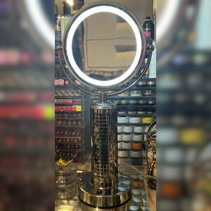 Illuminated Silver Vanity Mirror